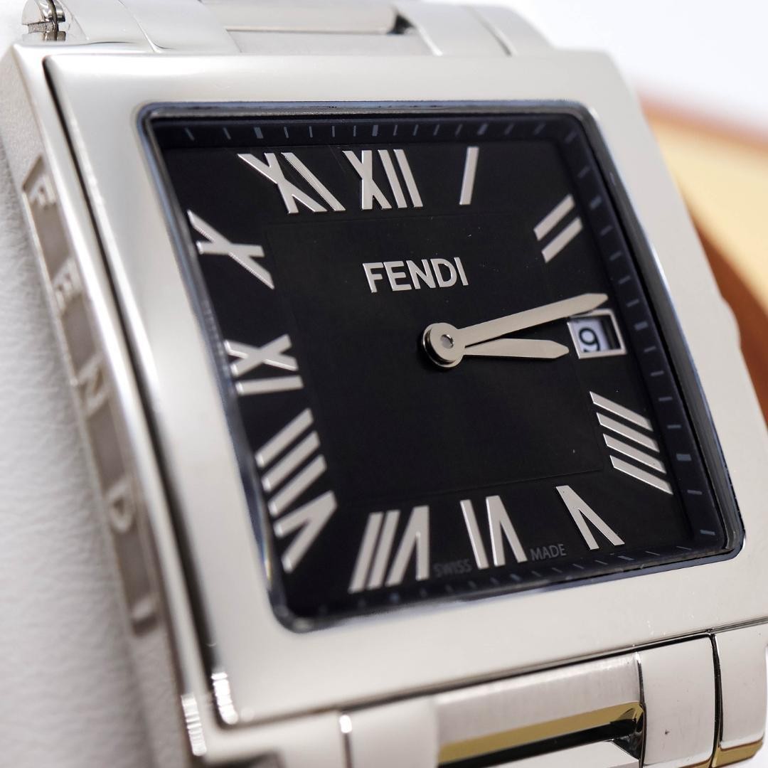 FENDI working watch ZUCCA dial date square Roman 3869
