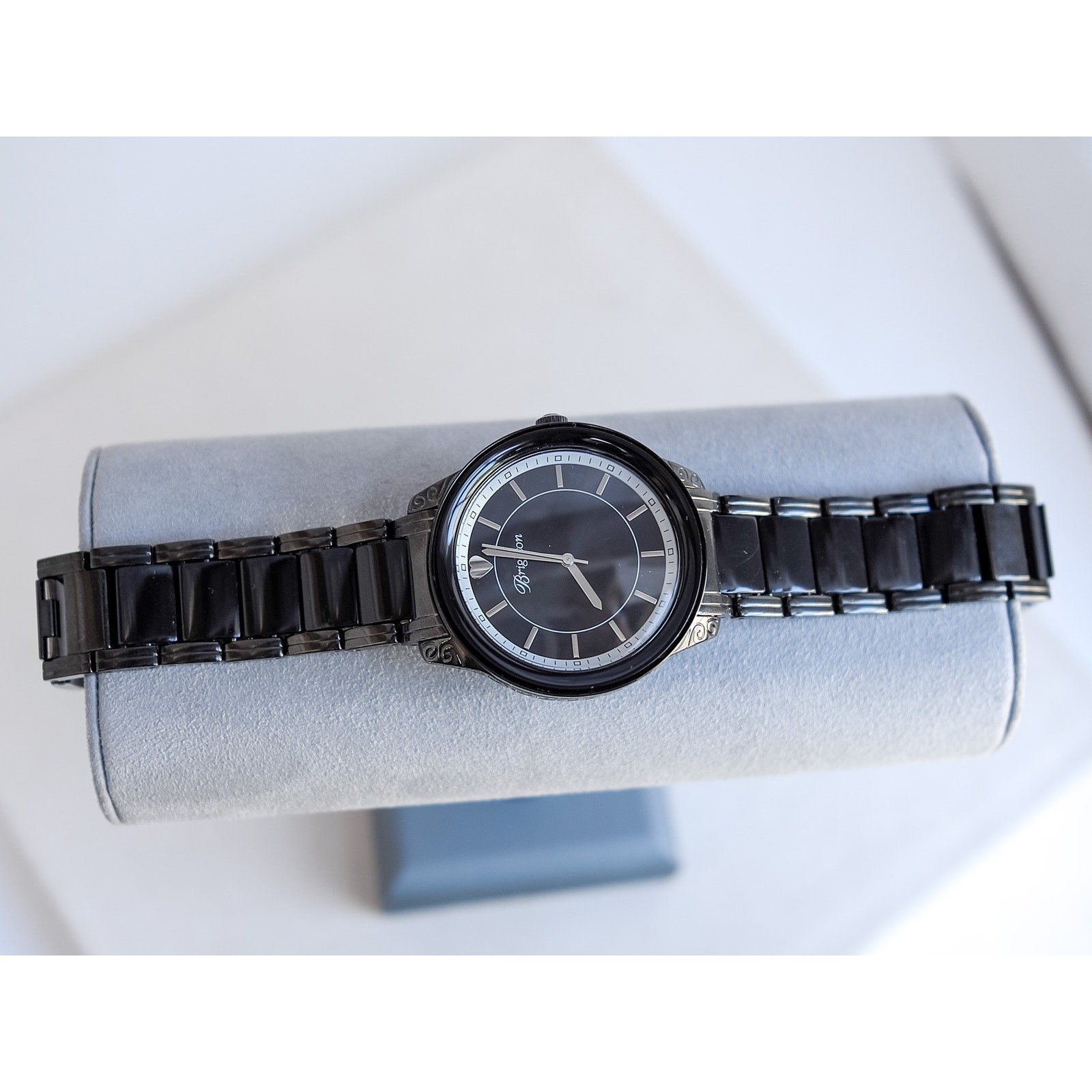 Brighton Carpinteria Chunky Wide Watch Dark Bronze Black Acrylic Fold Over Clasp