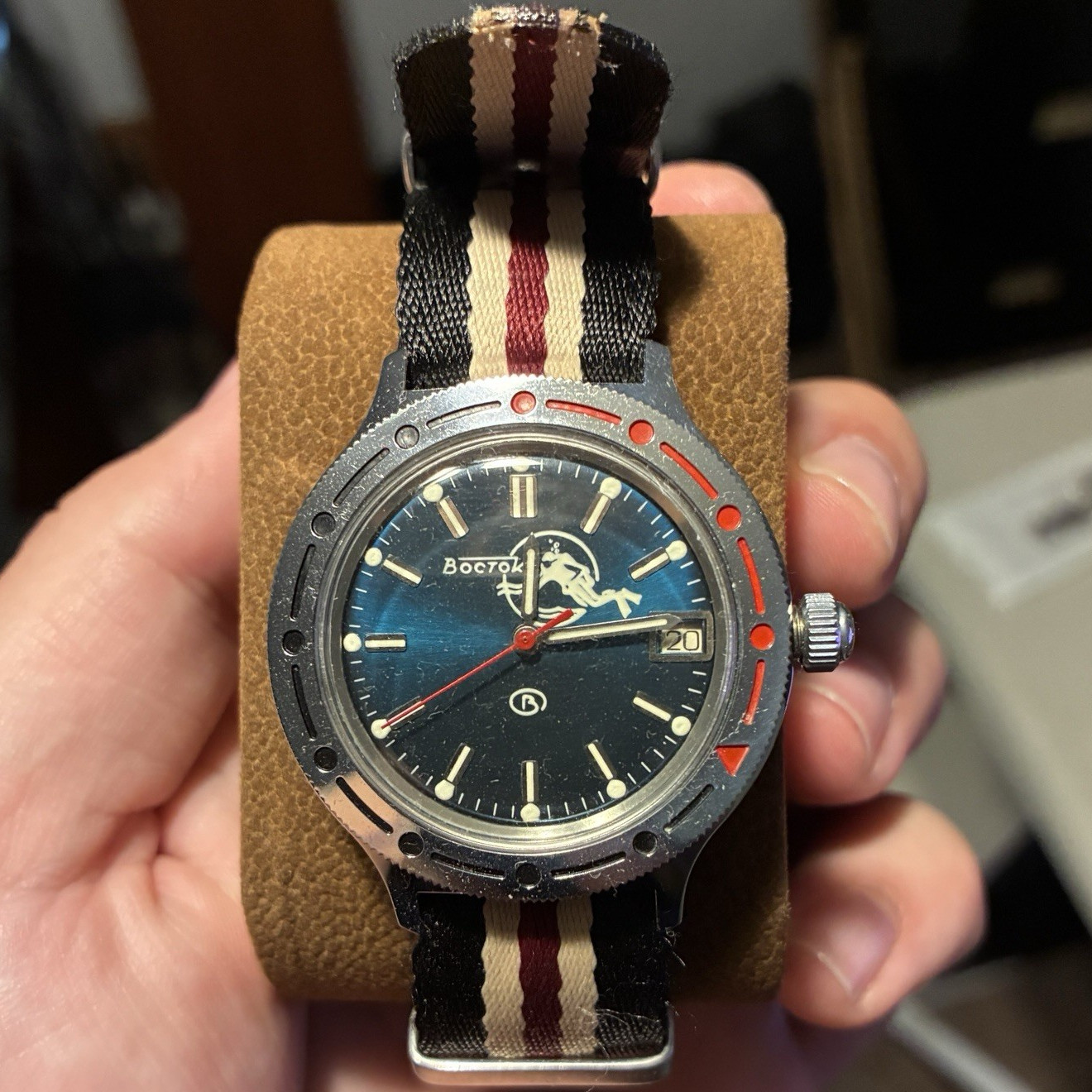 Vostok Komandirskie Manual Wind Blue Dial 39mm w/ Original Strap + 2 more