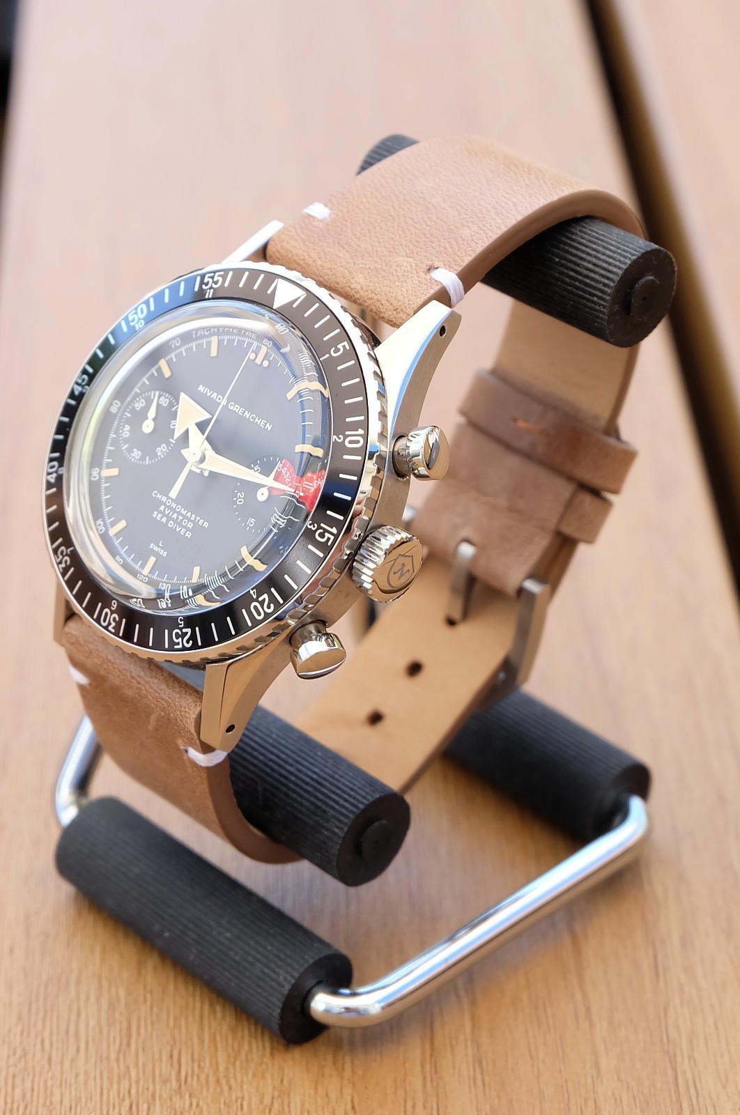 Nivada Grenchen CASD Chronomaster Aviator Sea Diver Manual 38mm Watch [Mint]