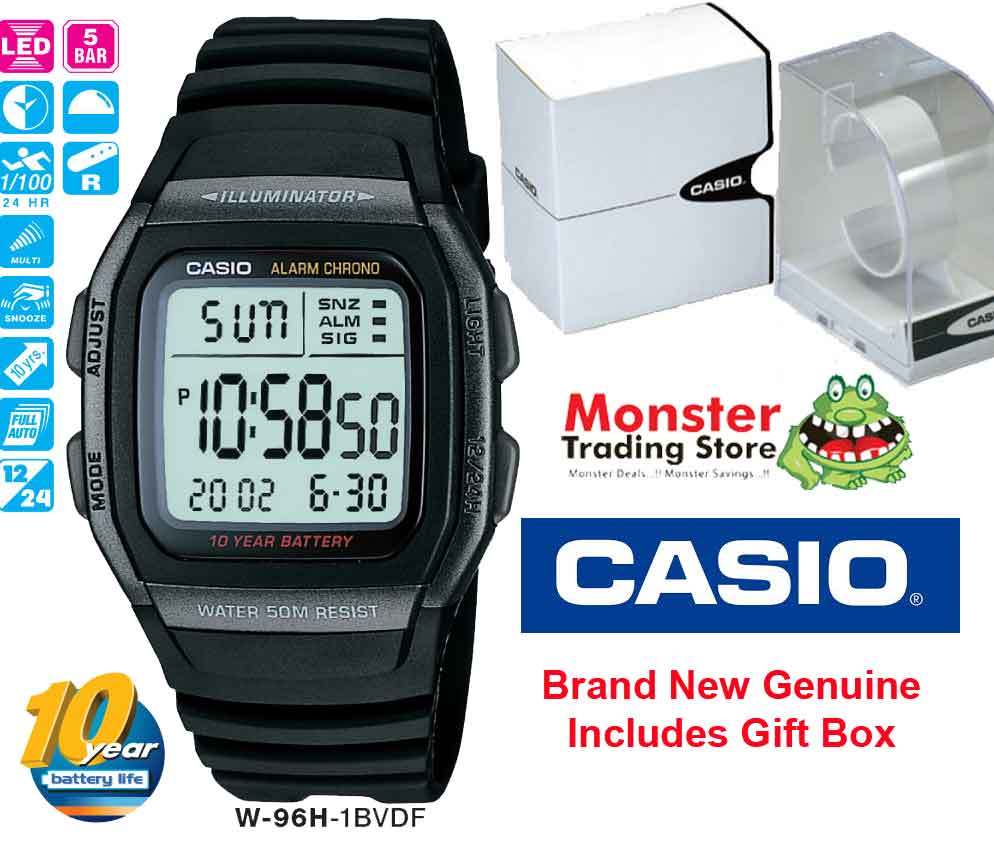 CASIO WATCH W-96H-1BV W96H W-96H W-96 50-METRES 12-MONTH WARRANTY