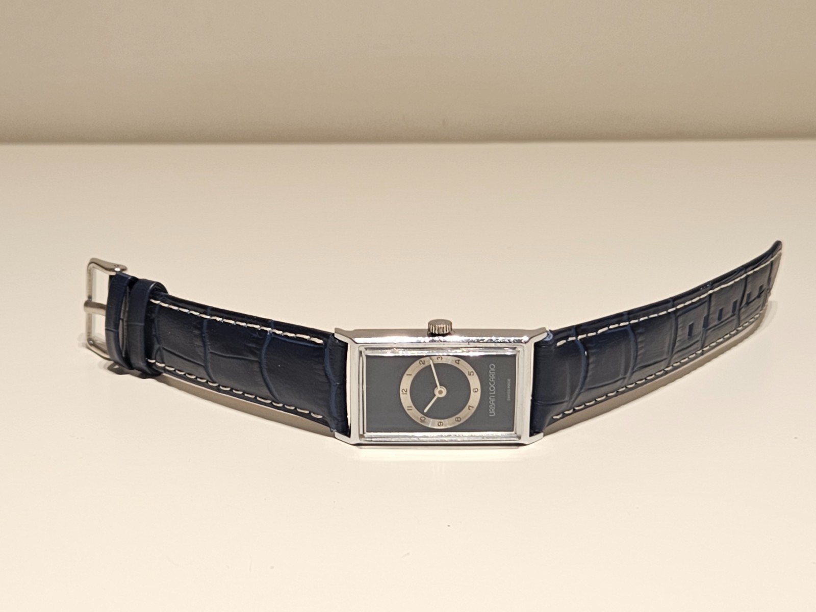 VINTAGE ELEGANT SWISS CHROMED RECTANGLE TANK MEN MECHANICAL WATCH”URBAN LOCARNO”