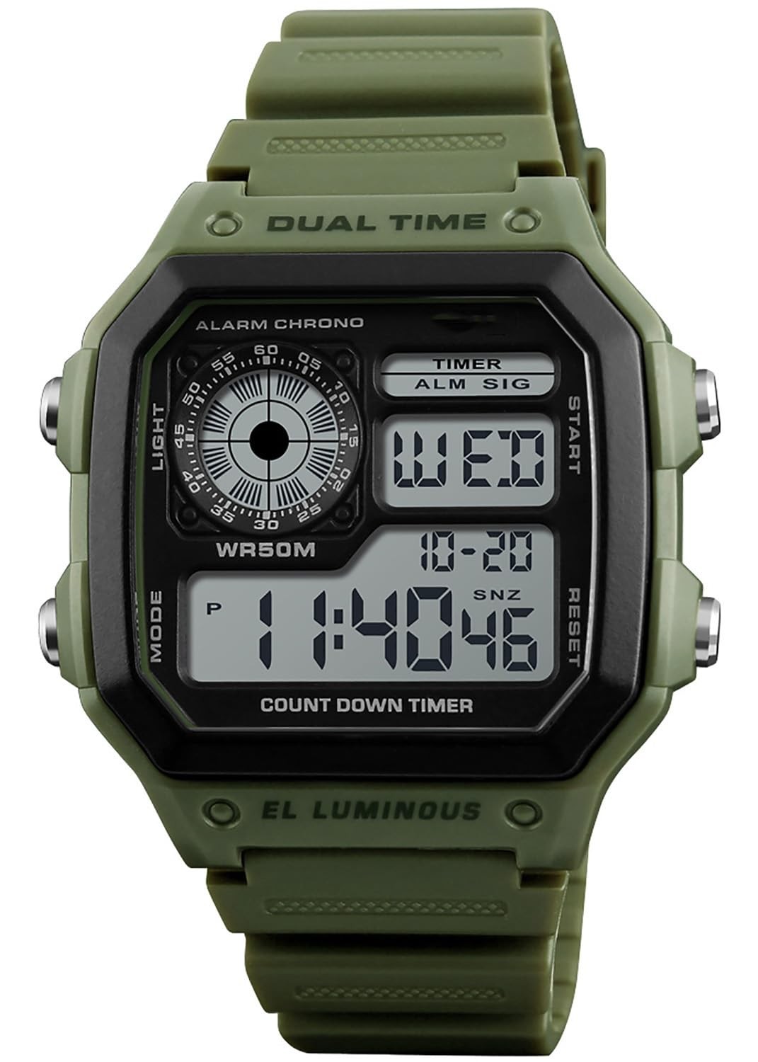 Men’s Digital Multi Function Watch Dual Time Alarm Stopwatch Countdown