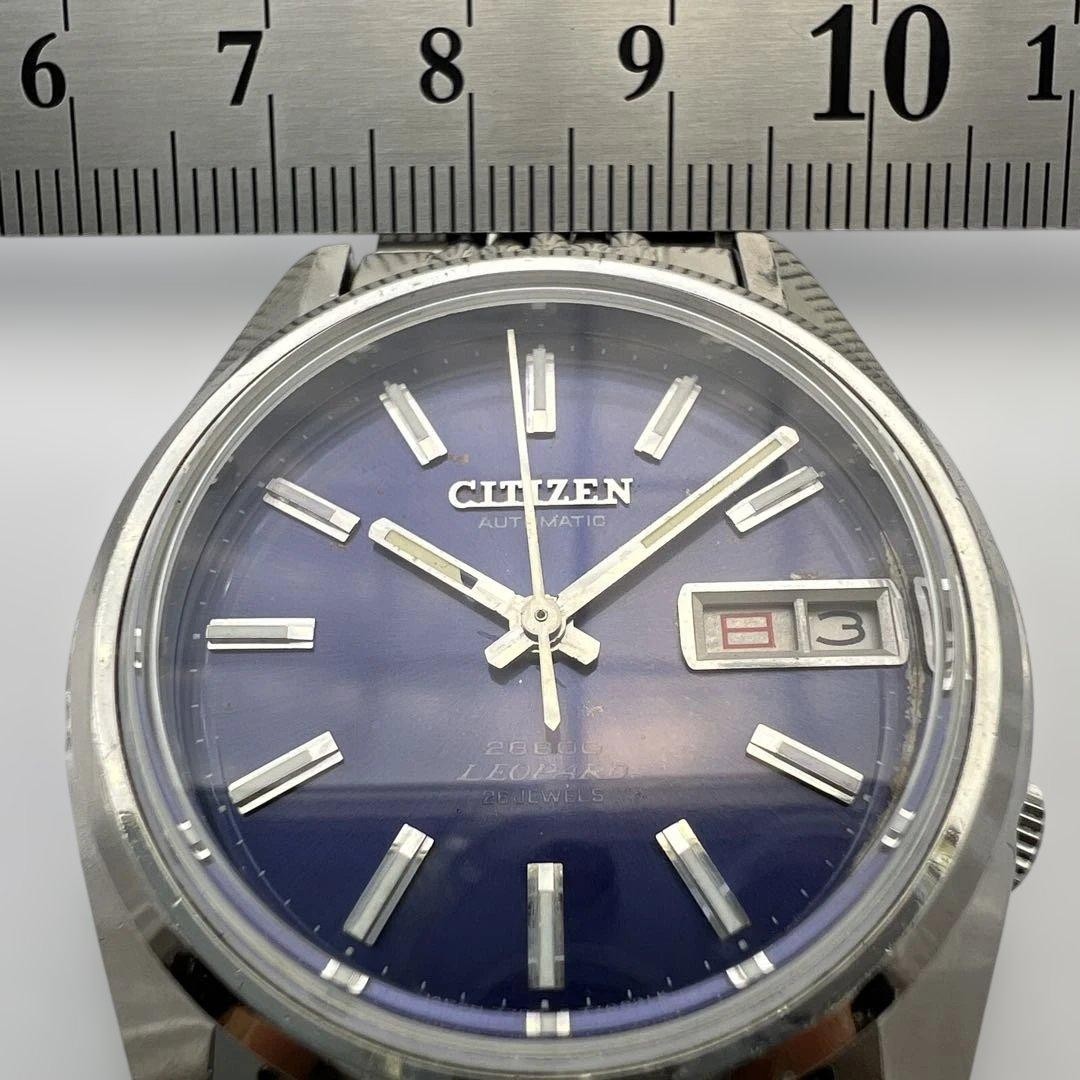 CITIZEN LEOPARD 1971 Automatic Purple Dial Day Date Vintage Mens Watch 19cm