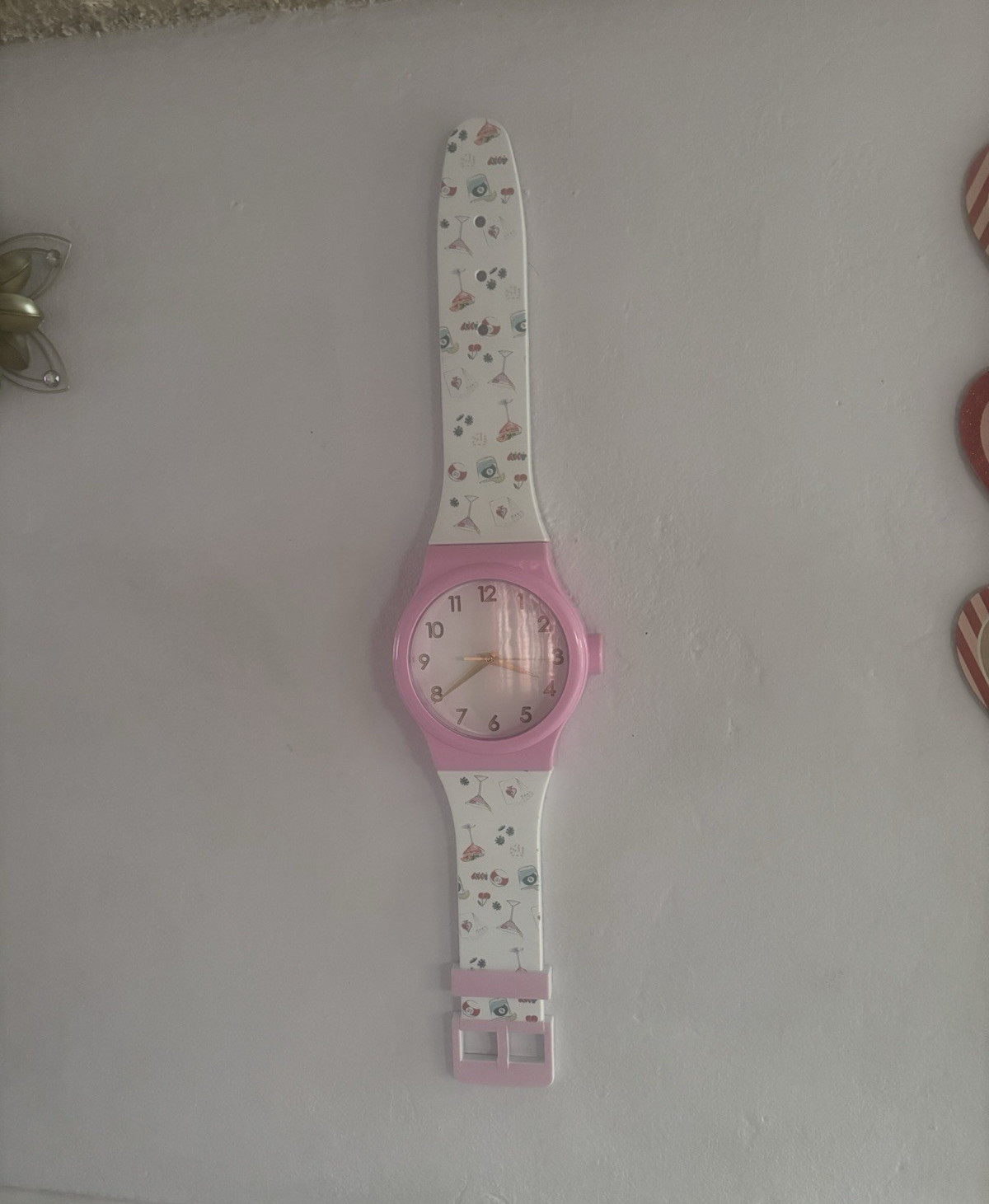 Women’s Analog Casual Wristwatch Pink Case White Dial Plastic Strap, Round