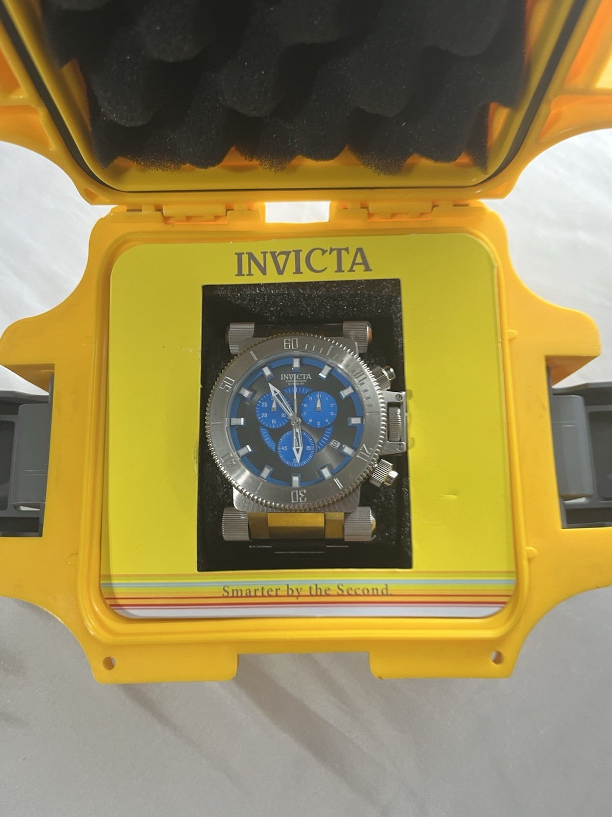 Invicta Bolt Men’s Chronograph Quartz Watch 52mm Blue Dial Steel Bracelet