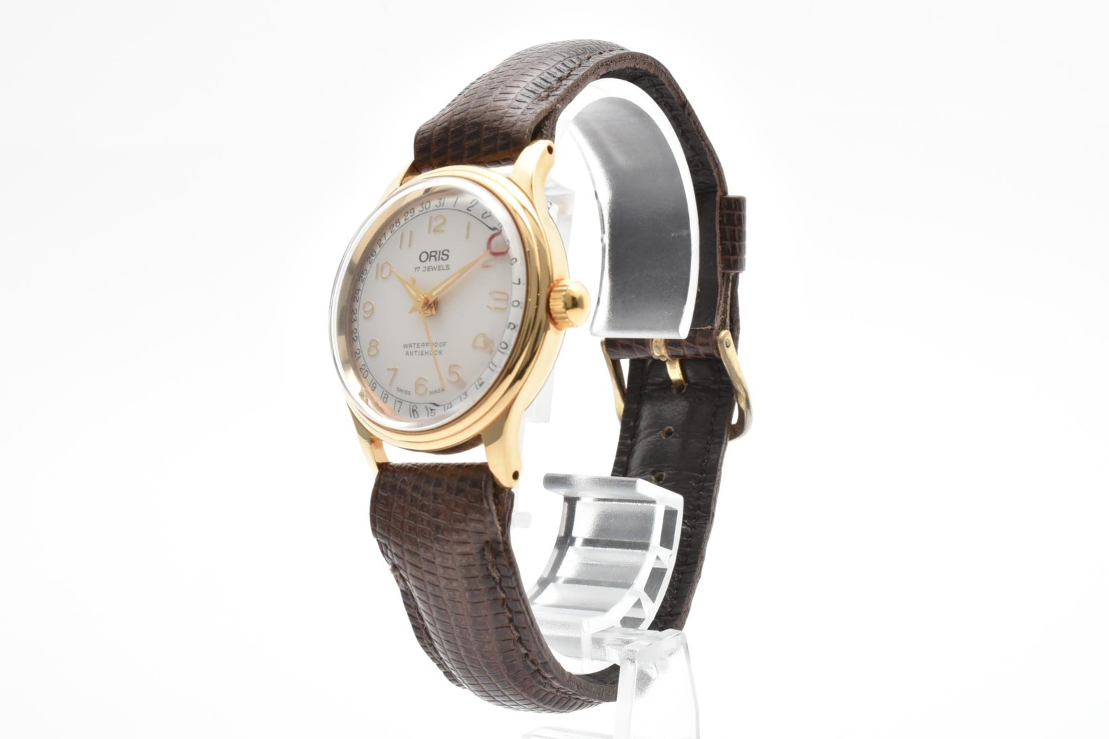 [NEAR MINT] ORIS Pointer Date 302-7285B 17Jewels Manual Gold White Men’s Watch