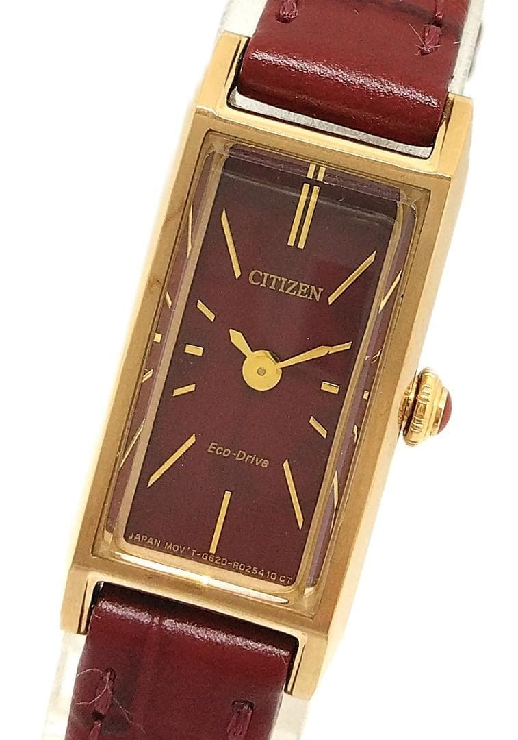CITIZEN Eco Drive Square Ladies’ Watch Dark Red Wine Dial G620-R010580