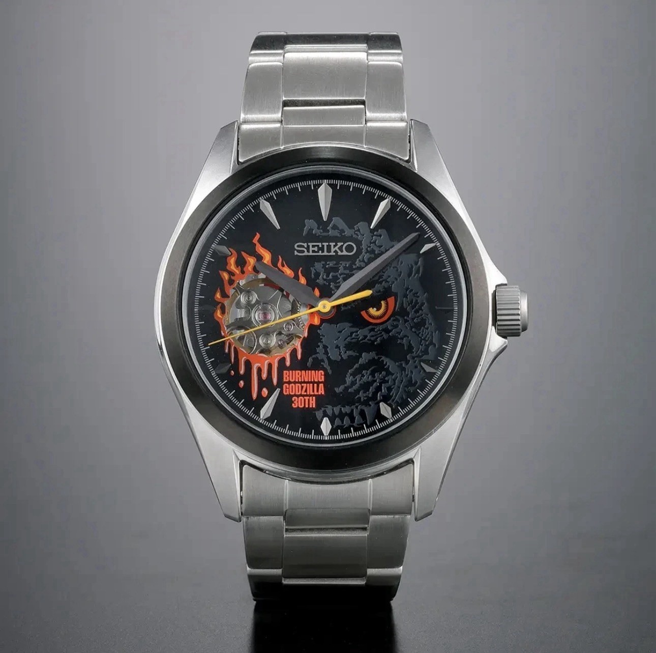 Seiko Godzilla 30th Automatic Skeleton Dial SS Watch 10 Bar w/ Box Manual