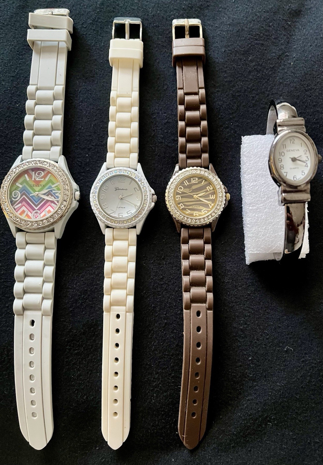 Geneva Women’s Wrist Watches Lot of 4 (New Batteries In Each Watch)