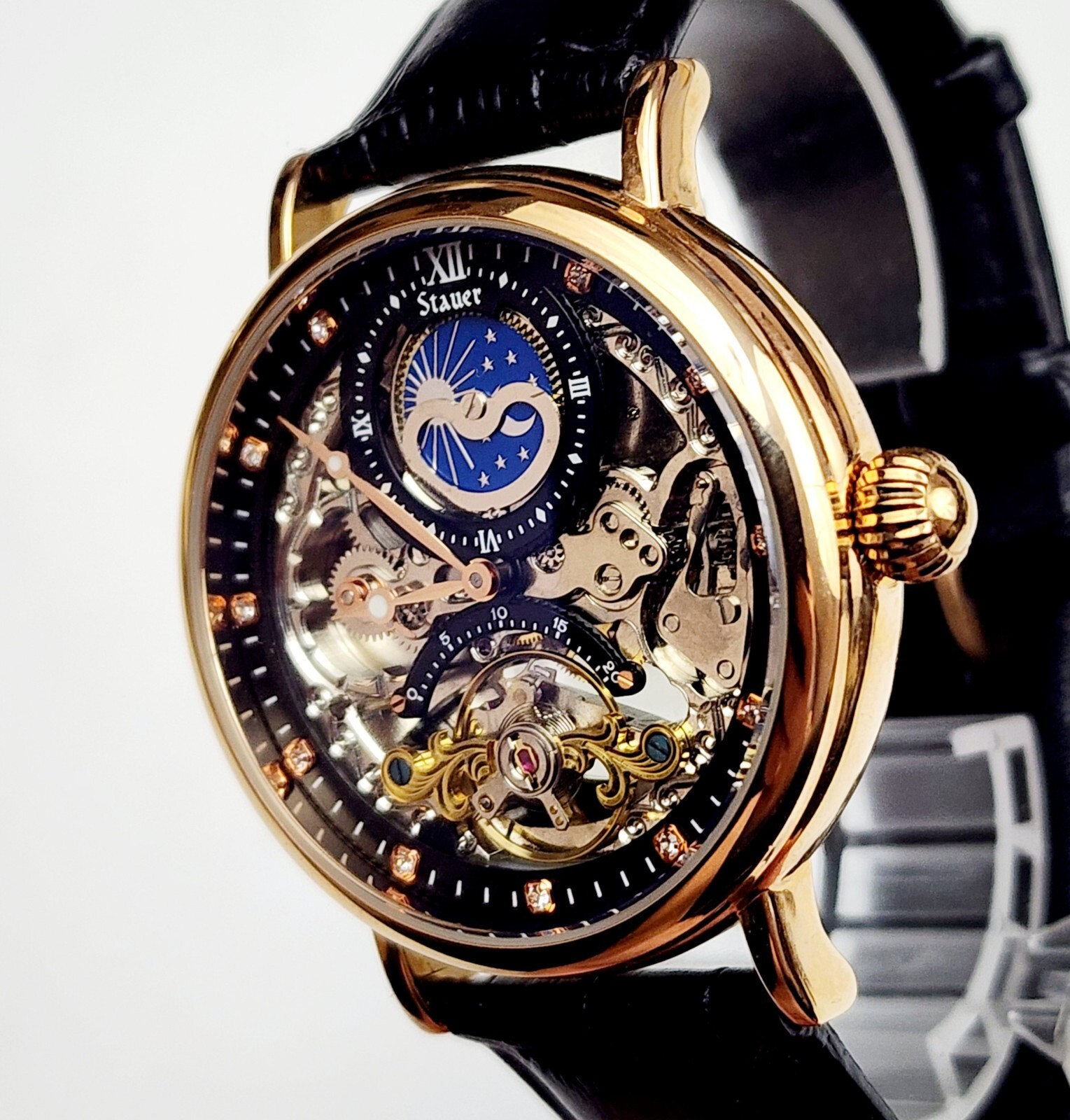 Men’s SKELETON AUTOMATIC Watch STAUER 46334. Phases Day/Night