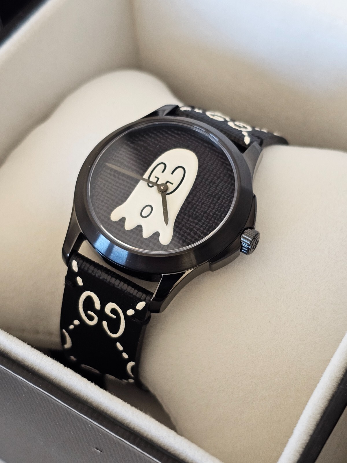 GUCCI TIMELESS GHOST WATCH – YA1264018 – QUARTZ BLACK DIAL LIMITED EDITION – NEW