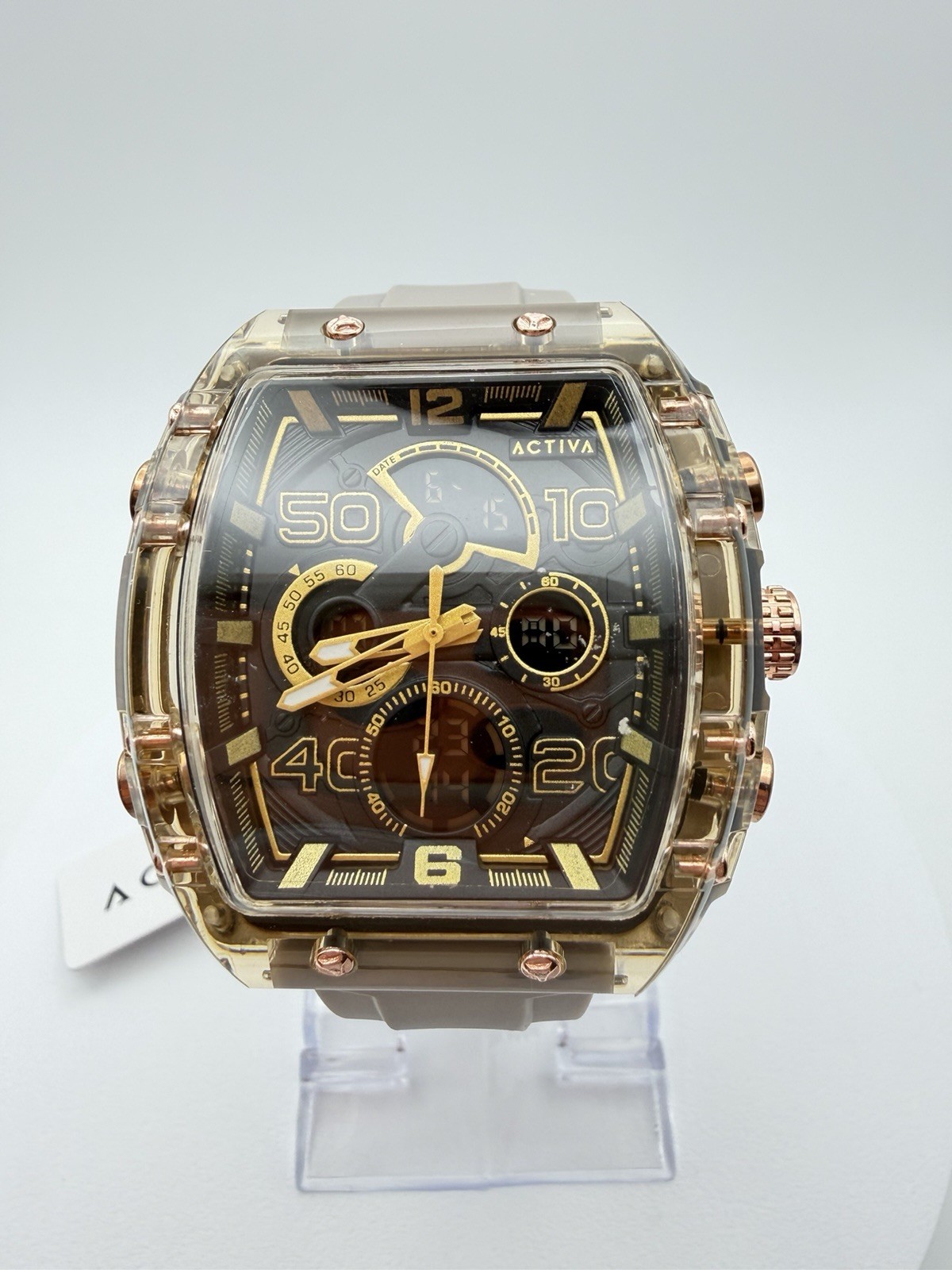 ACW8109-007- Activa X Invicta 45mm Men’s Digital Watch – Apricot & Brown .