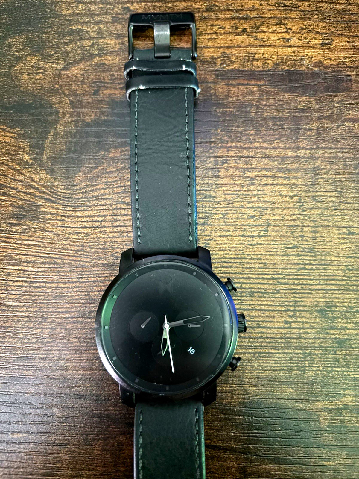 MVMT C20 Black Dial Quartz Chronograph Black Leather Strap *New Battery*