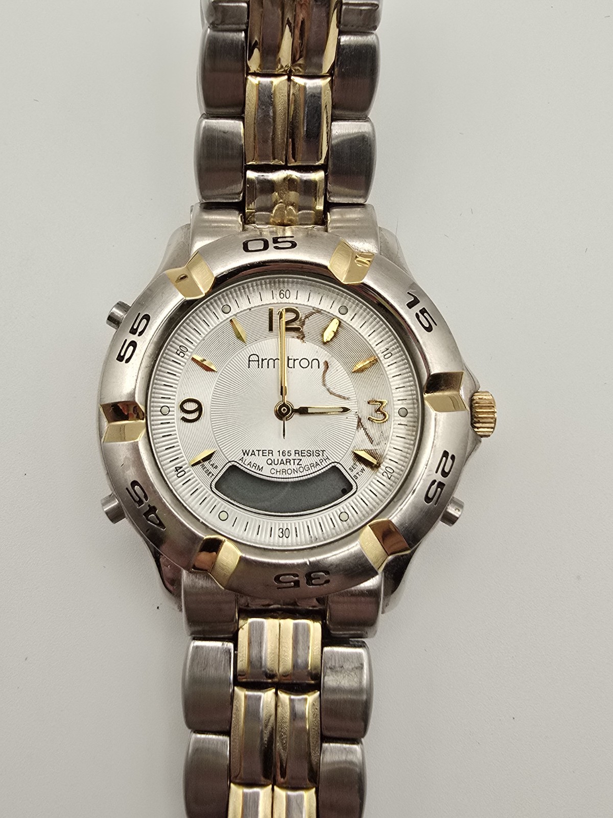 Vintage 90s Armitron 20/1721 T205 Mens Two-tone Analog-digital “SMILEY” Watch