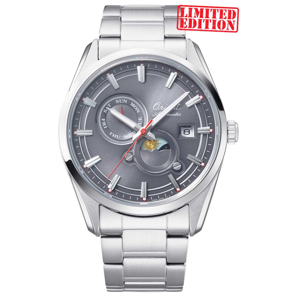 Orient Men’s Stretto Sun and Moon Gray Dial Automatic 41mm Watch RA-AK0311N