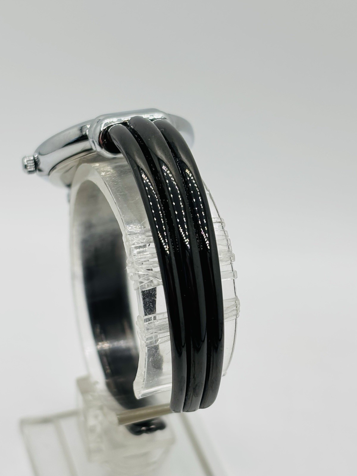 Meister Anker 1085-P Ceramic Bangle Cuff Watch Black Dial Quartz Women’s