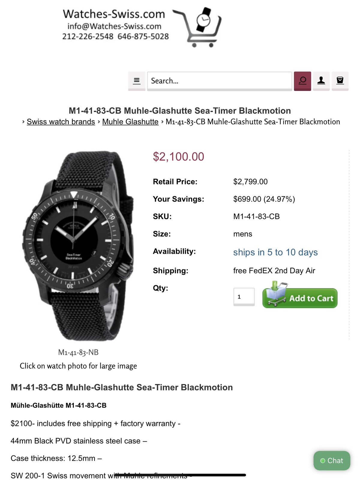 Muhle Glashutte- Sea-Timer BlackMotion (Made In Germany)