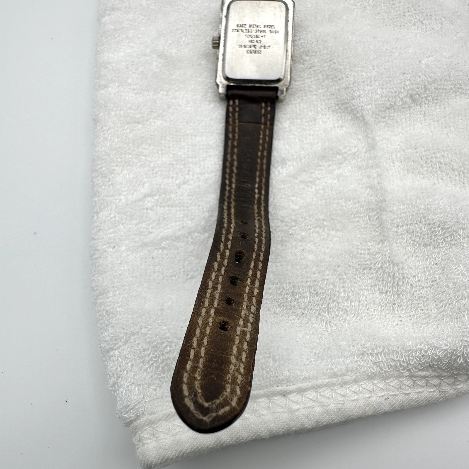 Anne Klein II Rectangular Silver Dial Brown Leather Quartz Watch