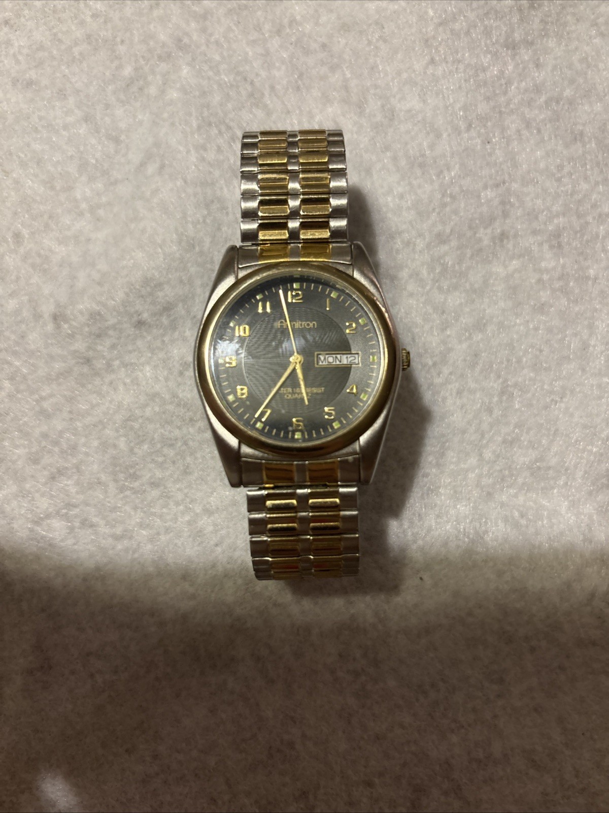 VTG Armitron Quartz Watch 20/1143 Men 60m Dual Tone Day Date Stretch