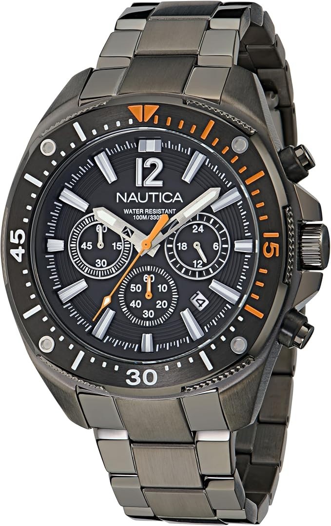 Nautica NCT Blue Sail 46mm Gun Metal Chrono Quartz Watch – NAPBSS506