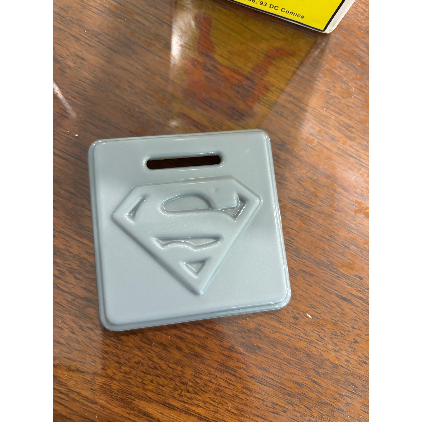 Vintage Superman DC Comics Character Watch Silver Tone Case Black Leather Strap