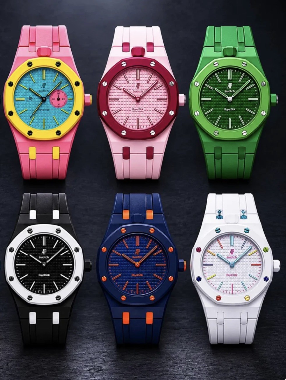AP X SWATCH ROYAL POP Strap Watch w matching WRISTBAND NEW with Gift Bag