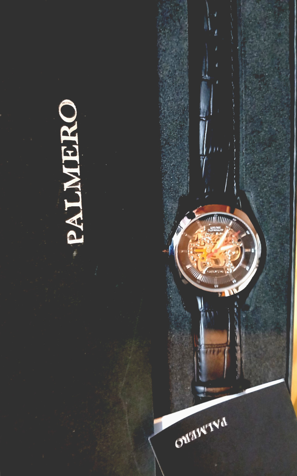 Palmero Caron Skeleton Automatic Watch – Black Dial and Black Strap
