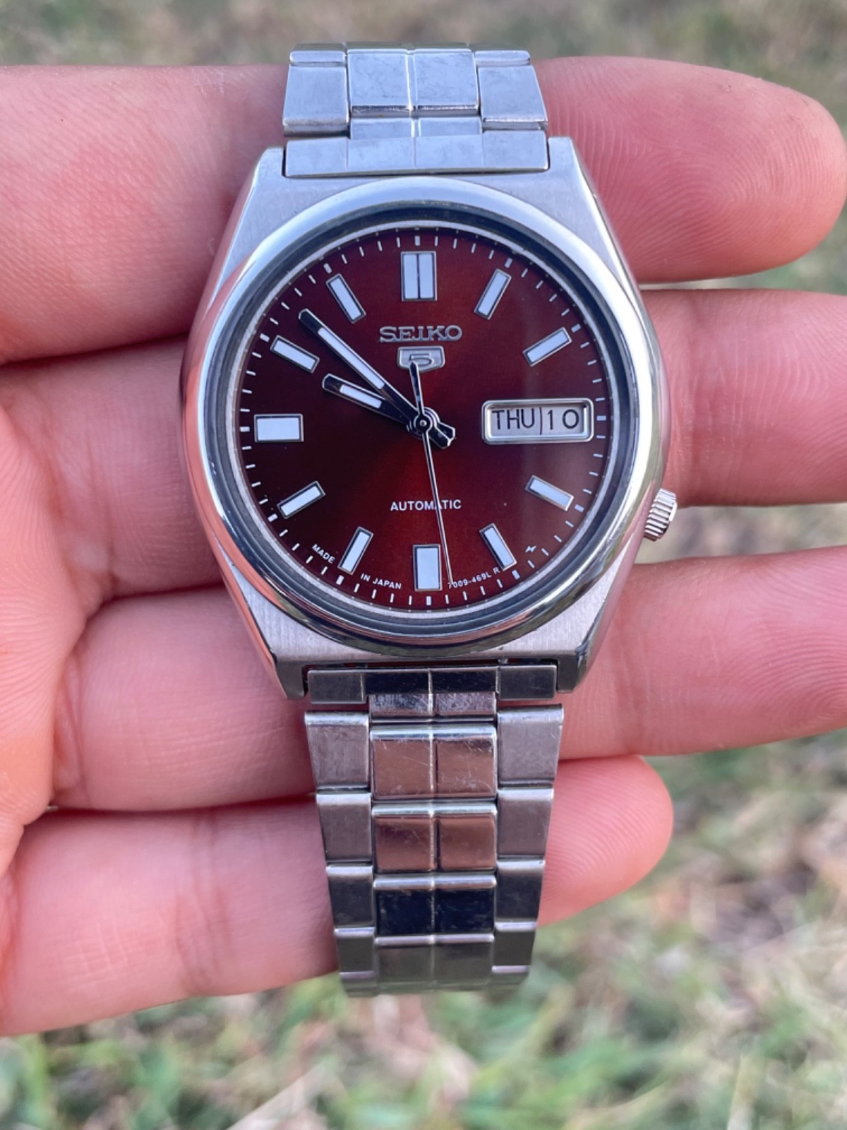 Vintage Seiko 5 Mens Automatic Watch 7009 Brown Dial Day/Date