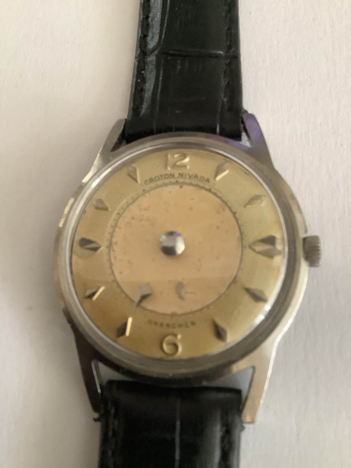Croton Nivada “Mystery Dial” 1950s Overhauled, Rare Wristwatch