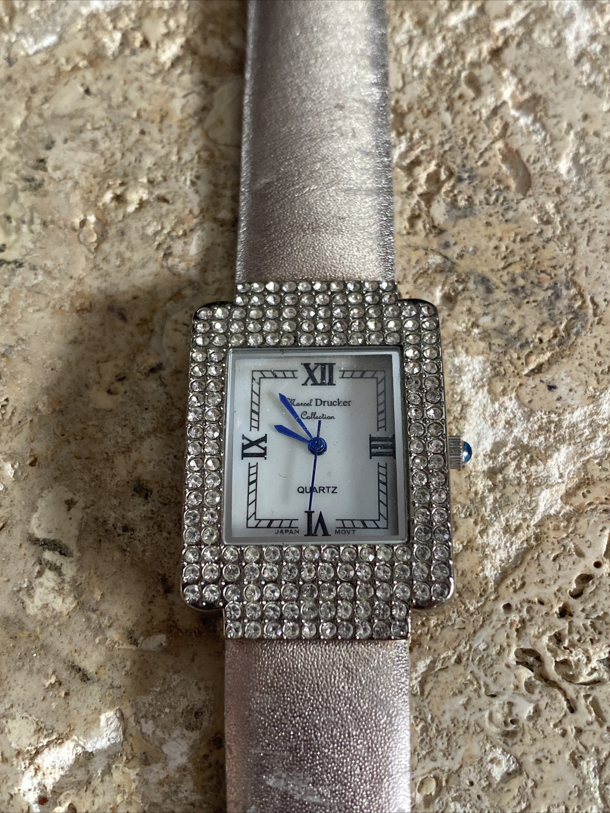 Marcel Drucker ladies Rhinestone watch needs battery Japan movement #2359