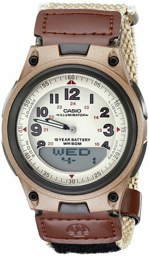 Casio AW80V-5BV Men’s Fabric Band World Time Data Bank Watch NEW – FREE SHIPPING