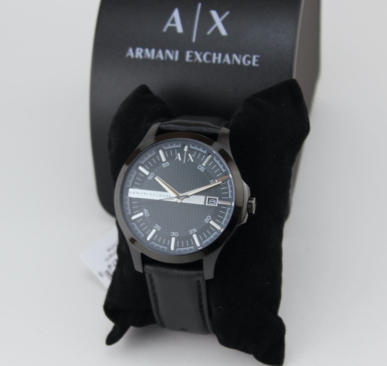 NEW AUTHENTIC ARMANI EXCHANGE HAMPTON BLACK LEATHER MEN’S AX2411 WATCH