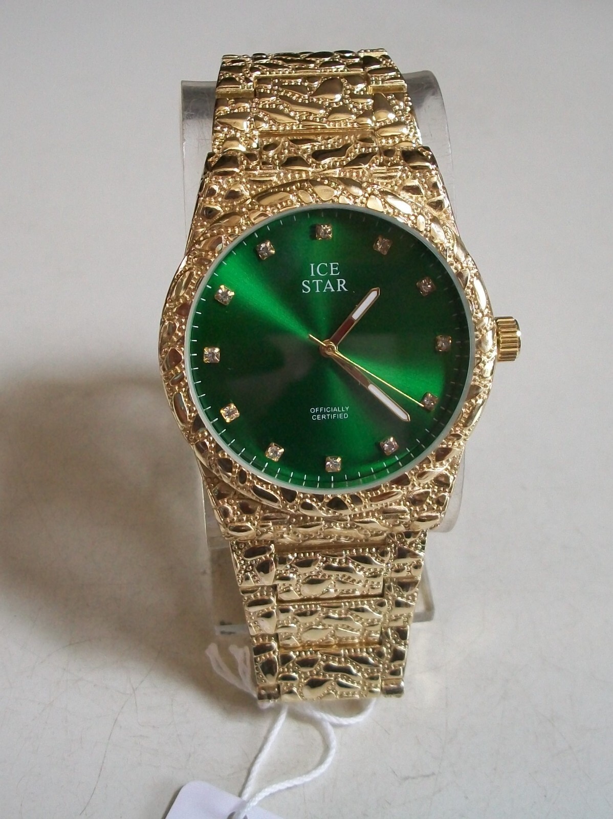 Men’s Ice Star Silver & Gold Finish Nugget Style Bracelet Fashion Watch