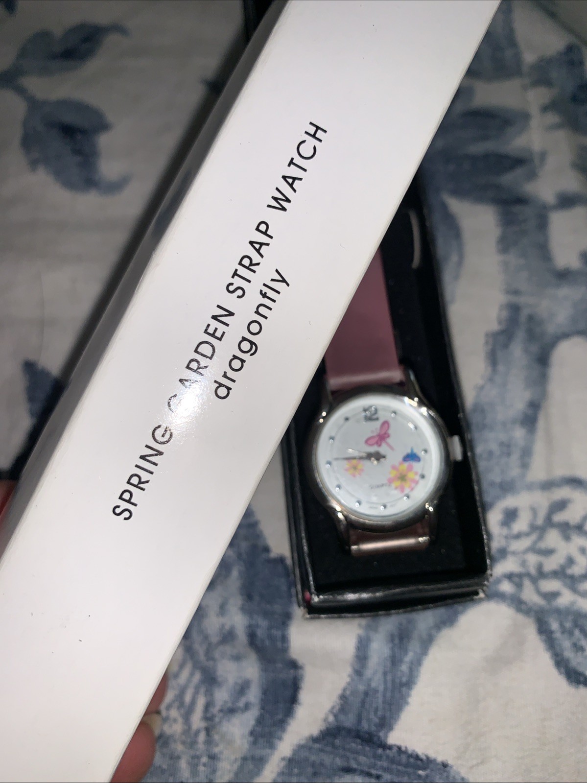 AVON SPRING GARDEN DRAGONFLY SILICONE STRAP WATCH Pink BOX New Battery