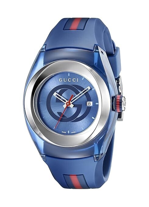 NEW Gucci Sync L 36mm Blue Rubber Strap Quartz Unisex Designer Watch YA137304