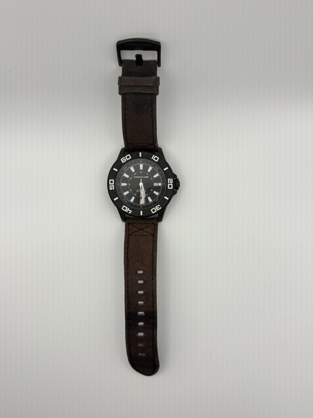 Chronologia Pilot Automatic Mens Watch Seiko NH35A Carbon Fiber 100m w/ Case
