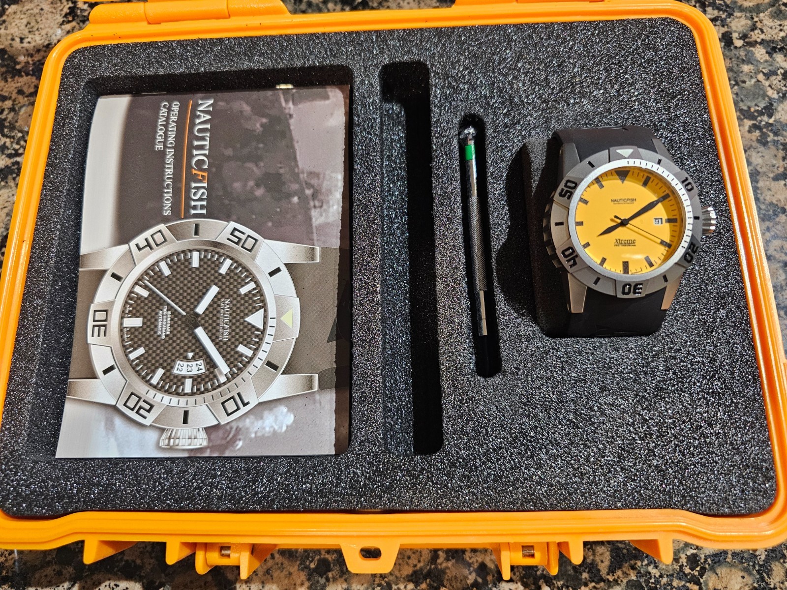 Nauticfish XTERME Diver Rare YELLOW Dial Swiss Automatic 2000m 6560t 45mm