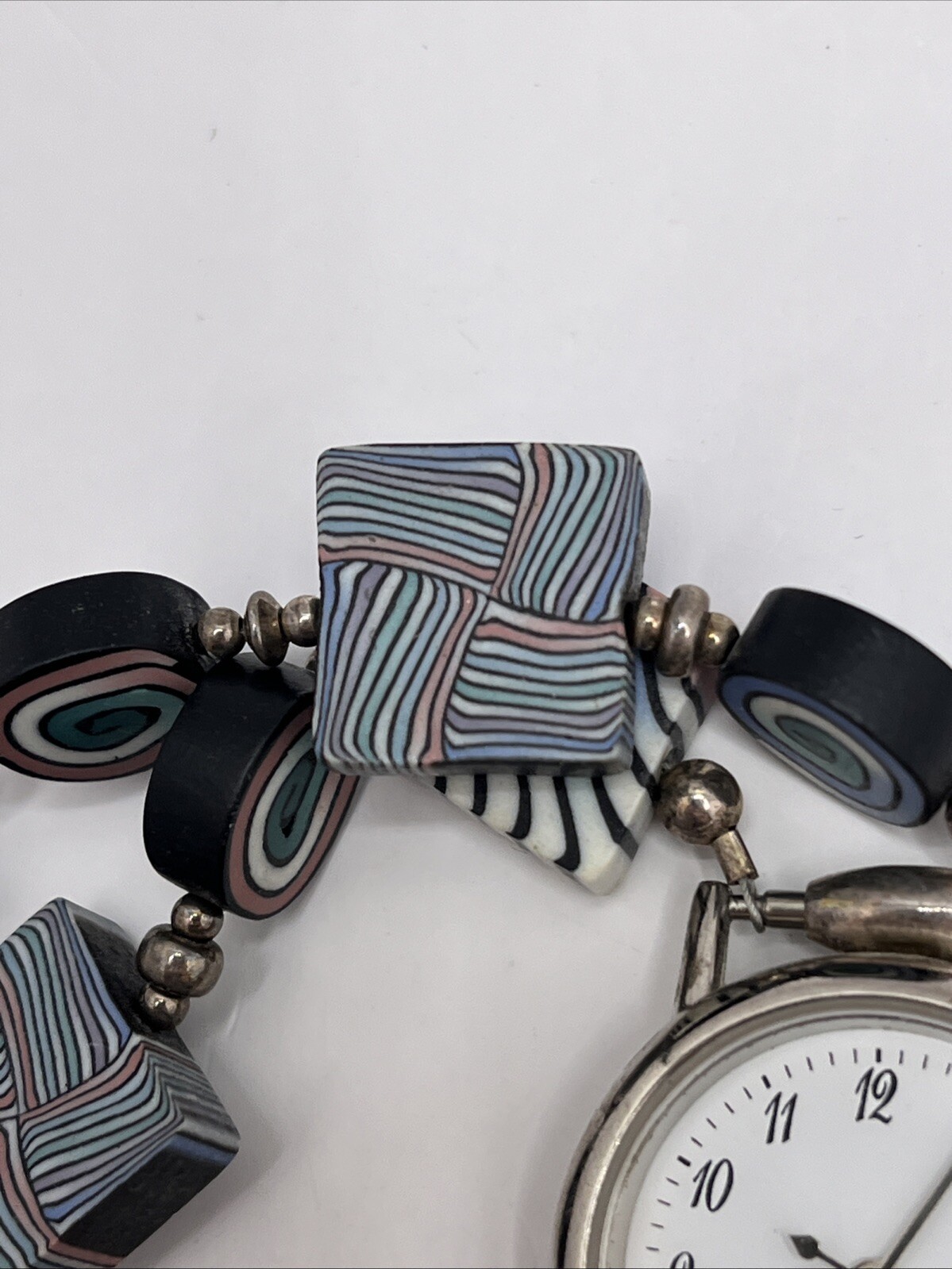 Artisan Polymer Clay Beaded Stretch Band Women’s Quartz Watch- New Battery