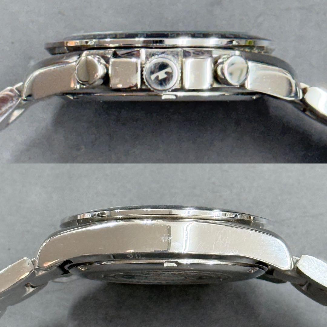 TECHNOS Chronograph Quartz Watch Wrist 18.5cm 7.28in Working Boxed Silver Japan