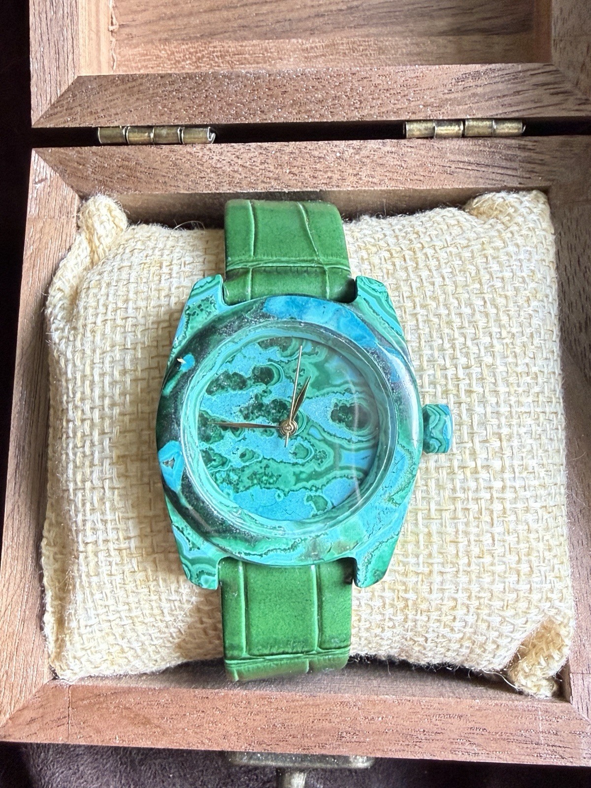 Artisan Stone Watch Handmade from Malachite Chrysocolla | One of a Kind