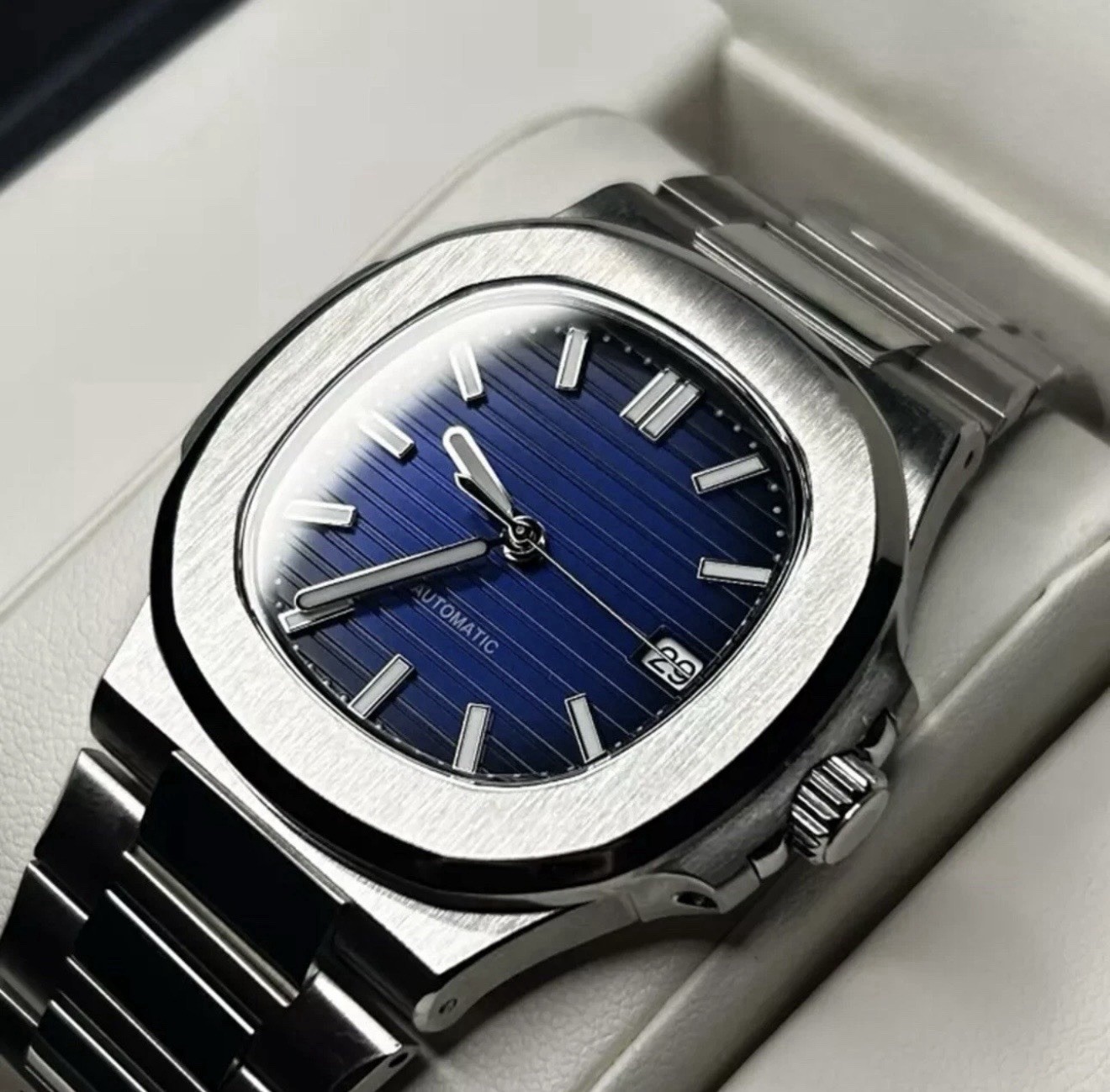 Custom 40mm Dark Blue “Jumbo” Mod Watch w/NH35 Automatic Movement