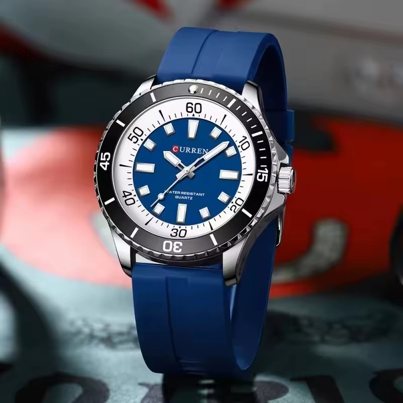 44MM CURREN Quartz Men’s Sport Watch Diver 30M Waterproof Luminous Stainless NEW