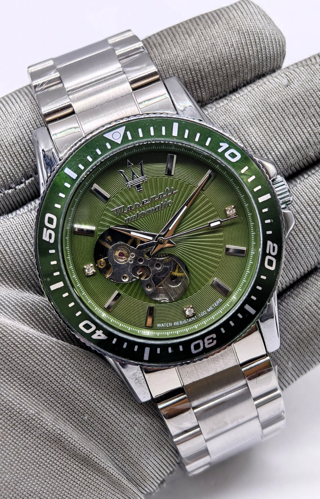 Fabulous Maserati Automatic Green Dial Fix Bezel Analog Men’s Wrist Watch