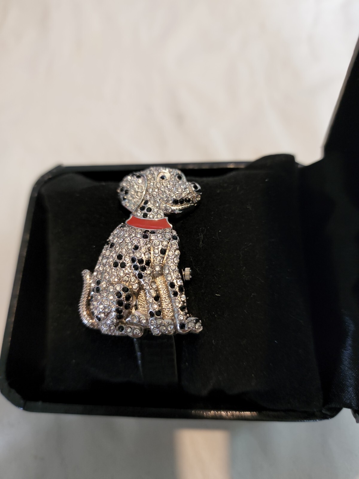 Gossip Crystals Bling Dalmation Puppy Watch Dog Black Leather W/ Box New Battery