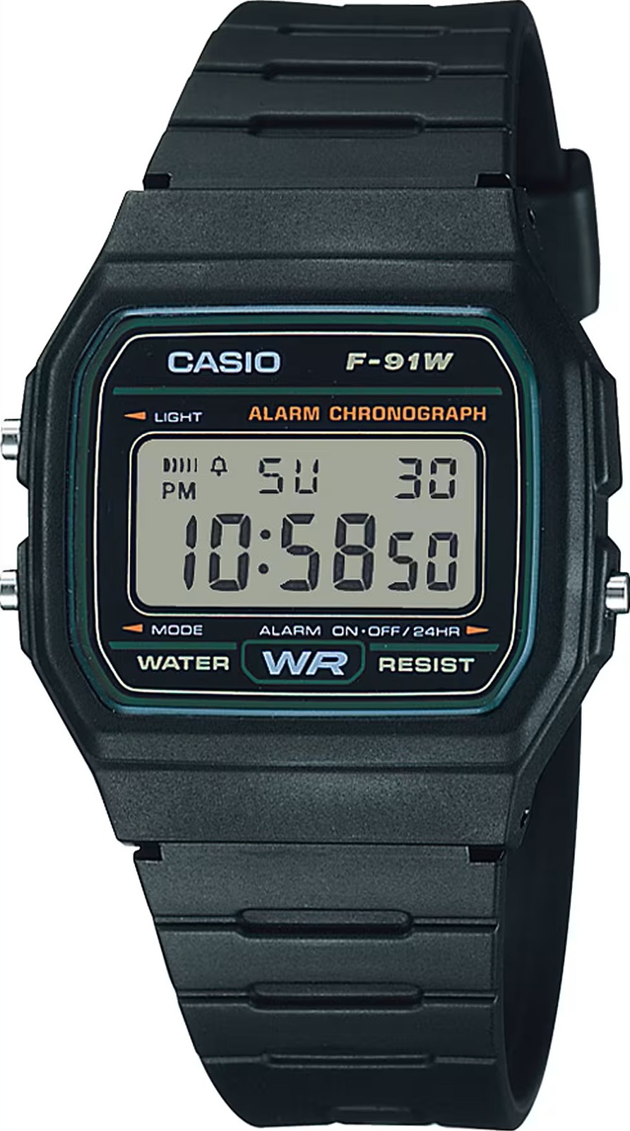 Casio Digital Multi-Function Black Rubber Men’s Watch F-91W-3DG