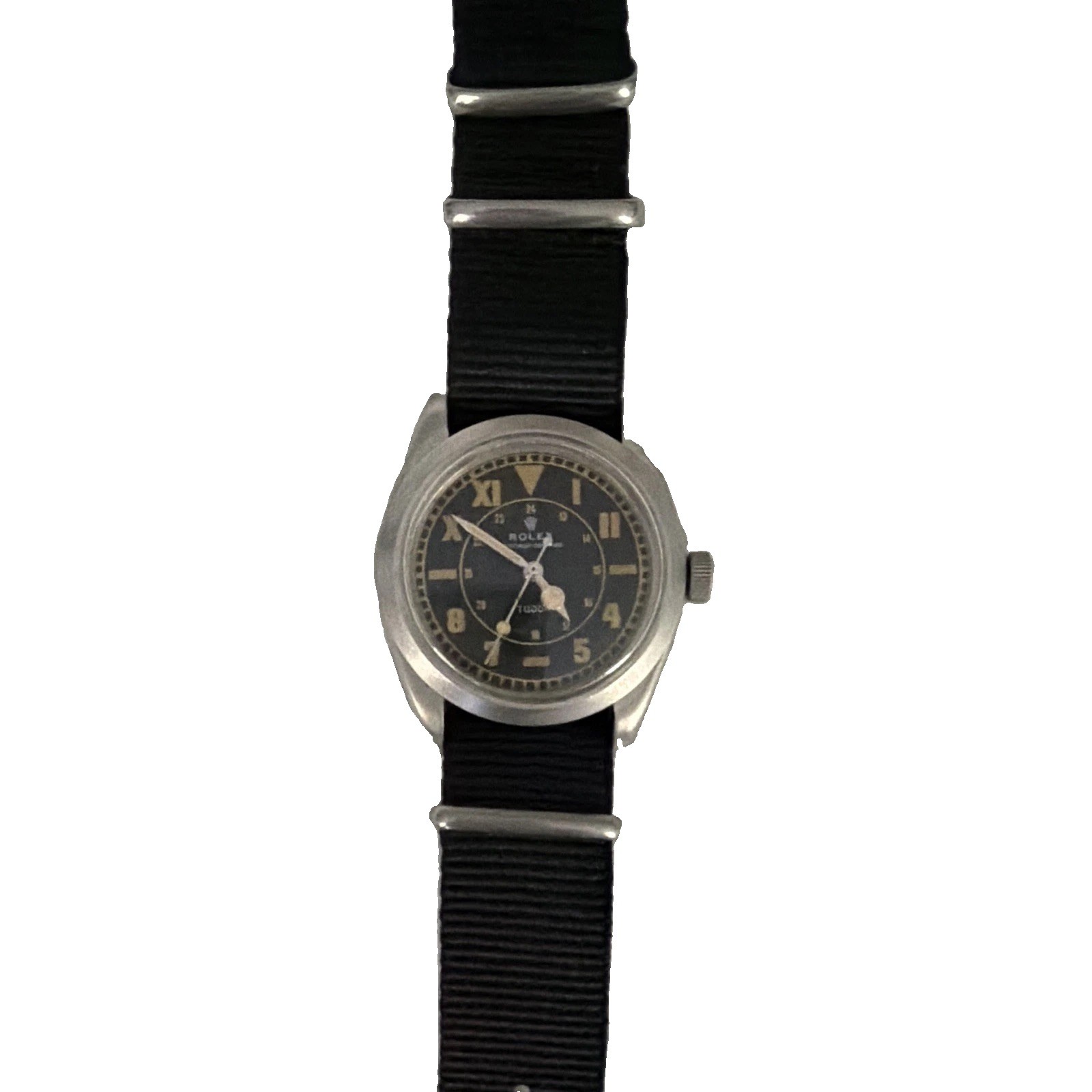 Rolex Tudor Military Manual Mechanical Black Dial Analog Nylon Strap Watch