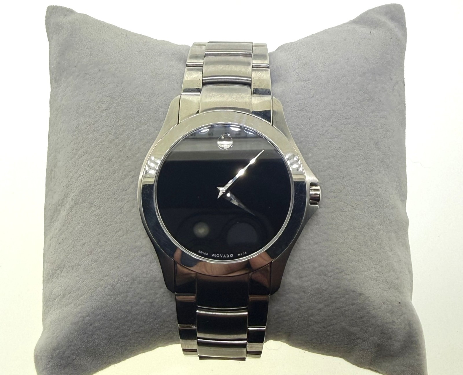 Movado Luno Sport Watch 40mm Black Museum Dial Steel Bracelet Swiss Quartz