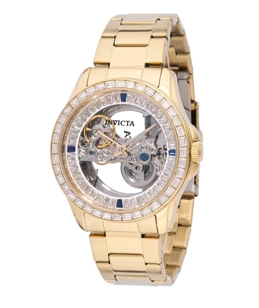 Invicta Objet D Art Idyll Automatic Men’s Watch w/ Skeleton Dial – 43mm. Gold