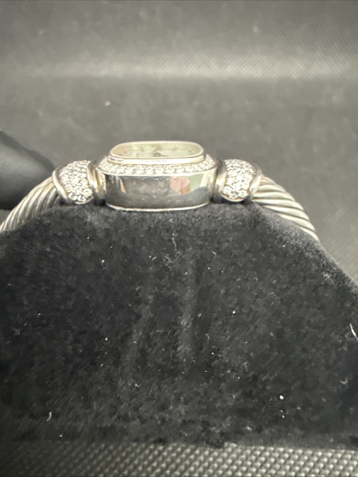David Yurman Cable Bangle Diamonds MOP Dial 925 Silver 19MM Lady Quartz